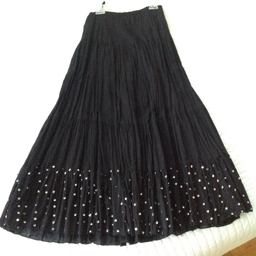 Black Sequin Maxi Skirt